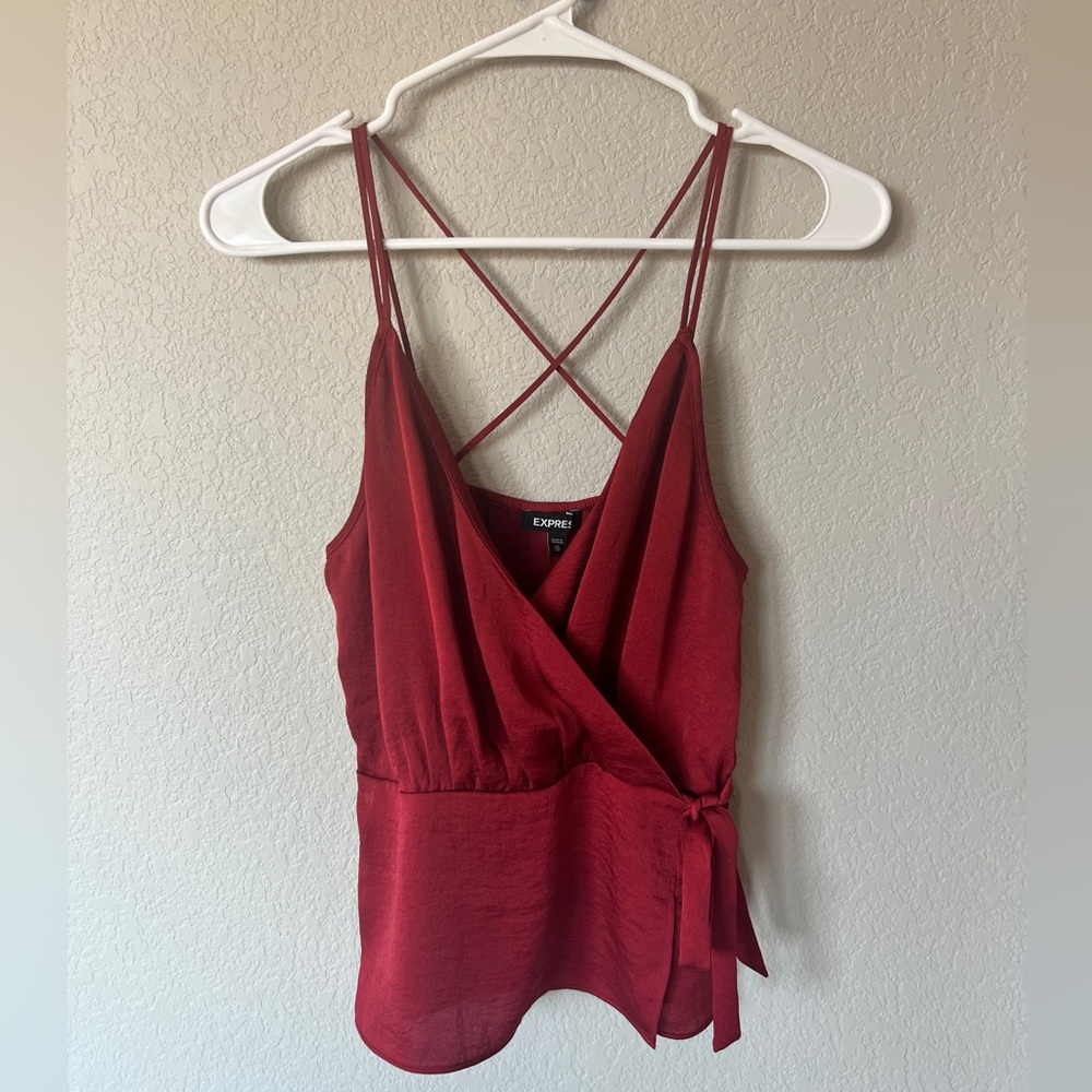 Express Women's Burgundy Wrap Camisole
